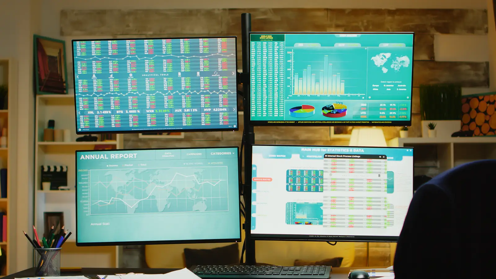 Trading screen. Stock photo.